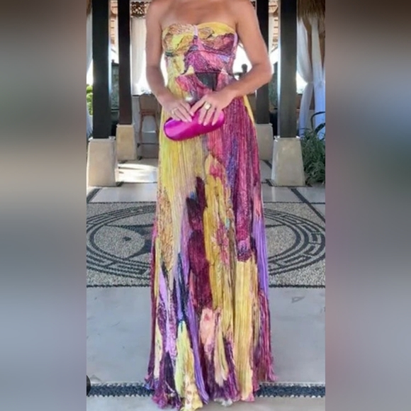 Vibrant Yellow and Purple Floral Maxi Dress 'NALA DRESS' - Picture 1 of 3